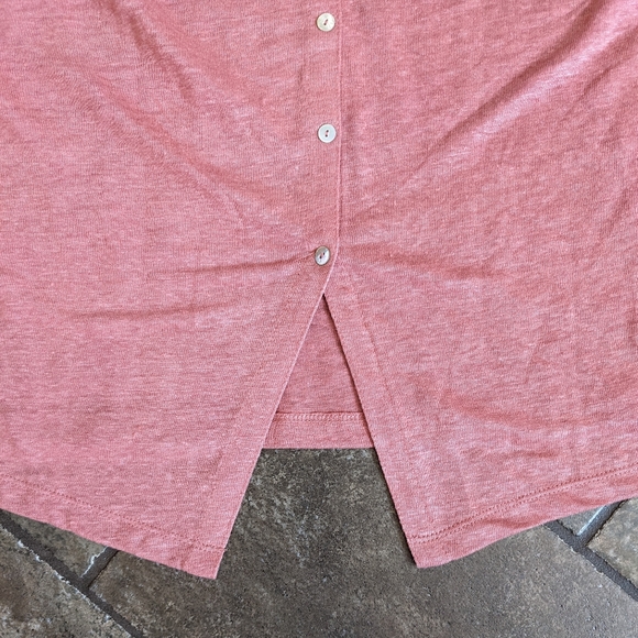 Tahari Linen Short Sleeve Button Back Top Laggenlook High Low Size L Dus… - Picture 6 of 10